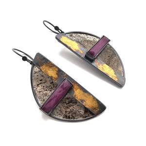Ruby Semicircle Earrings-Earrings-Danielle Cadef-Pistachios