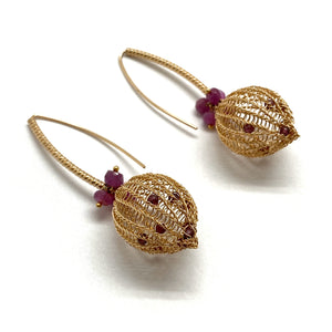 Ruby and Garnet Gold Earrings-Earrings-Sowon Joo-Pistachios