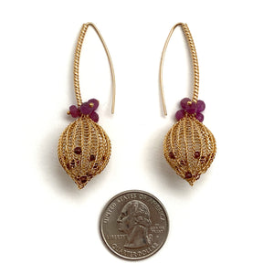 Ruby and Garnet Gold Earrings-Earrings-Sowon Joo-Pistachios