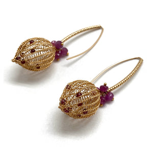 Ruby and Garnet Gold Earrings-Earrings-Sowon Joo-Pistachios