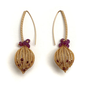 Ruby and Garnet Gold Earrings-Earrings-Sowon Joo-Pistachios