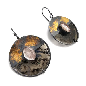 Rutilated Quartz Circle Earrings-Earrings-Danielle Cadef-Pistachios