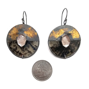 Rutilated Quartz Circle Earrings-Earrings-Danielle Cadef-Pistachios
