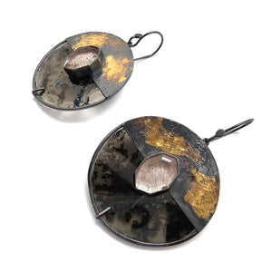 Rutilated Quartz Circle Earrings-Earrings-Danielle Cadef-Pistachios