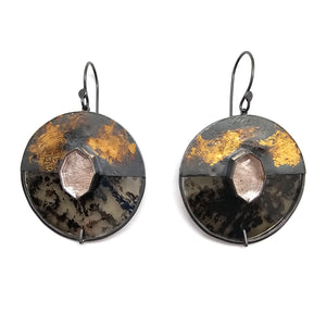 Rutilated Quartz Circle Earrings-Earrings-Danielle Cadef-Pistachios