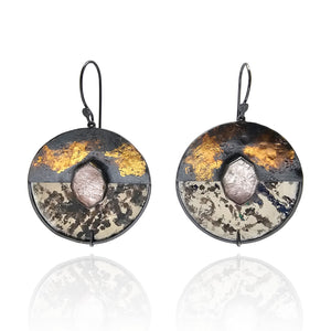 Rutilated Quartz Circle Earrings-Earrings-Danielle Cadef-Pistachios
