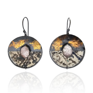 Rutilated Quartz Circle Earrings