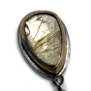 Rutilated Quartz Drop Earrings-Earrings-Austin Titus-Pistachios