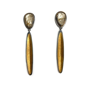 Rutilated Quartz Drop Earrings-Earrings-Austin Titus-Pistachios