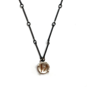 Rutilated Quartz Pendant Necklace-Heather Guidero-Pistachios