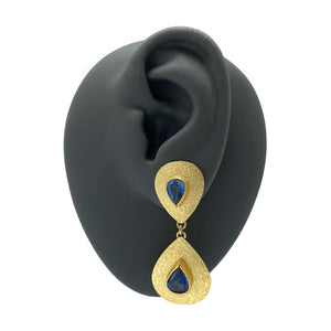 Sapphire Dangle Earrings-Earrings-Petra Class-Pistachios