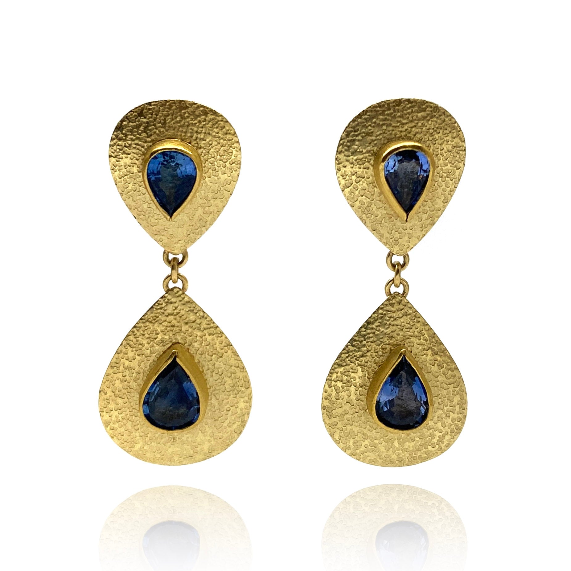 Sapphire Dangle Earrings-Earrings-Petra Class-Pistachios