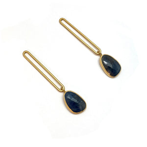 Sapphire Exclamation Earrings-Earrings-Emily Rogstad-Pistachios