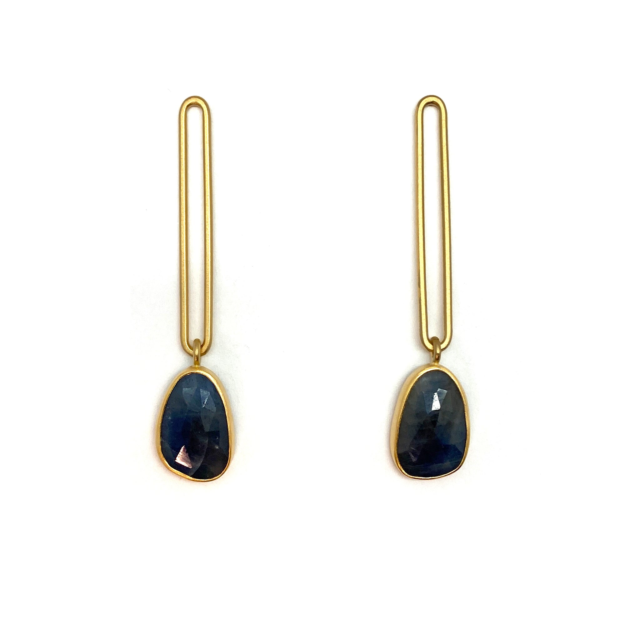 Sapphire Exclamation Earrings-Earrings-Emily Rogstad-Pistachios