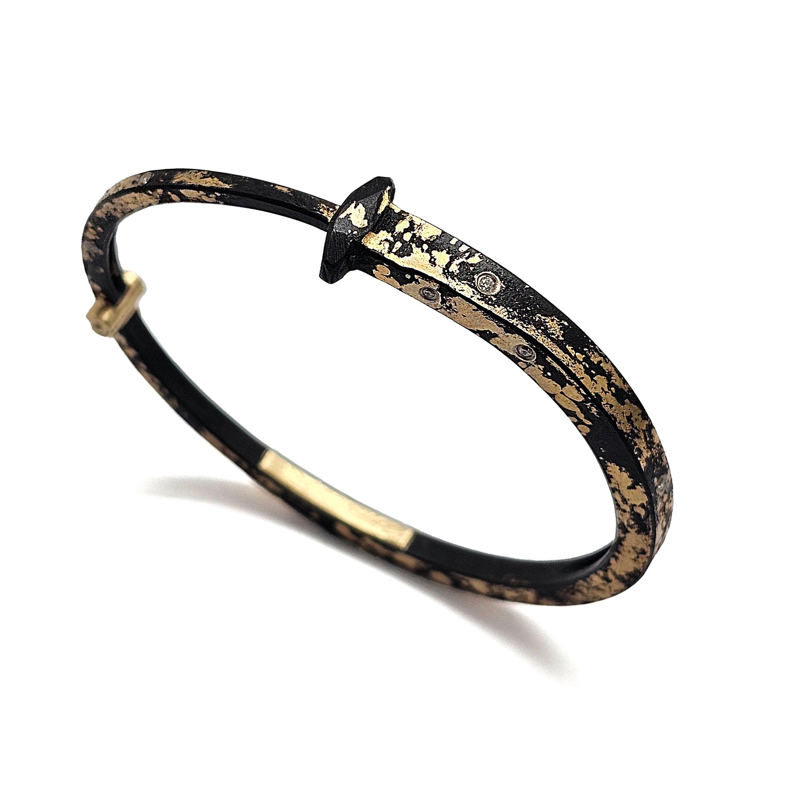 Scattered Diamond Gold Splash Nail Bracelet-Bracelets-Pat Flynn-Pistachios