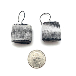 Short Black and White Fabric Tube Earrings-Earrings-Myung Urso-Pistachios