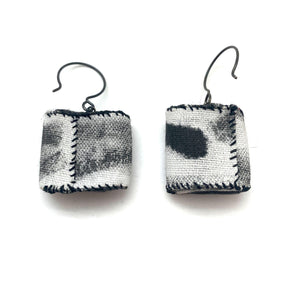 Short Black and White Fabric Tube Earrings-Earrings-Myung Urso-Pistachios