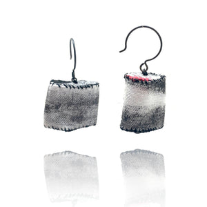 Short Black and White Fabric Tube Earrings-Earrings-Myung Urso-Pistachios