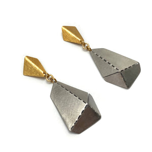 Short Origami Earrings - Gold-Earrings-Aleksandra Przybysz-Pistachios