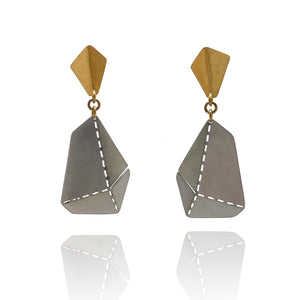 Short Origami Earrings - Gold-Earrings-Aleksandra Przybysz-Pistachios