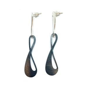 Silver Abstract Wavy Drip Drops-Earrings-Anna Krol-Pistachios