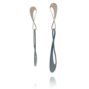 Silver Abstract Wavy Drip Drops-Earrings-Anna Krol-Pistachios