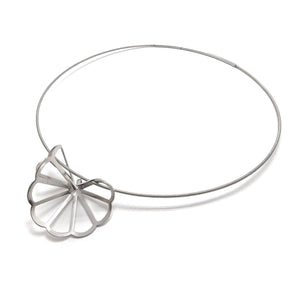 Silver Cloud Fold Necklace - Pistachios