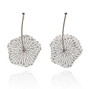Silver Crocheted Burst Earrings-Earrings-Sowon Joo-Pistachios