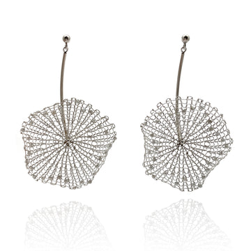 Silver Crocheted Burst Earrings