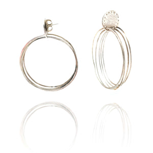 Silver Flat Ripple Earrings - Large-Earrings-Heather Guidero-Pistachios