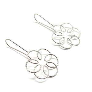 Silver Flora Long Drop Earrings - Pistachios