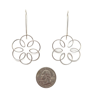 Silver Flora Long Drop Earrings - Pistachios