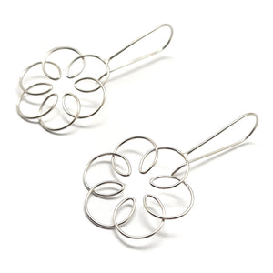 Silver Flora Long Drop Earrings - Pistachios