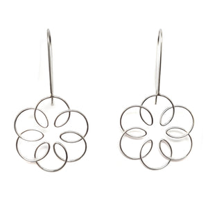 Silver Flora Long Drop Earrings - Pistachios