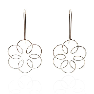 Silver Flora Long Drop Earrings - Pistachios