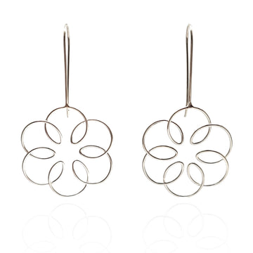 Silver Flora Long Drop Earrings