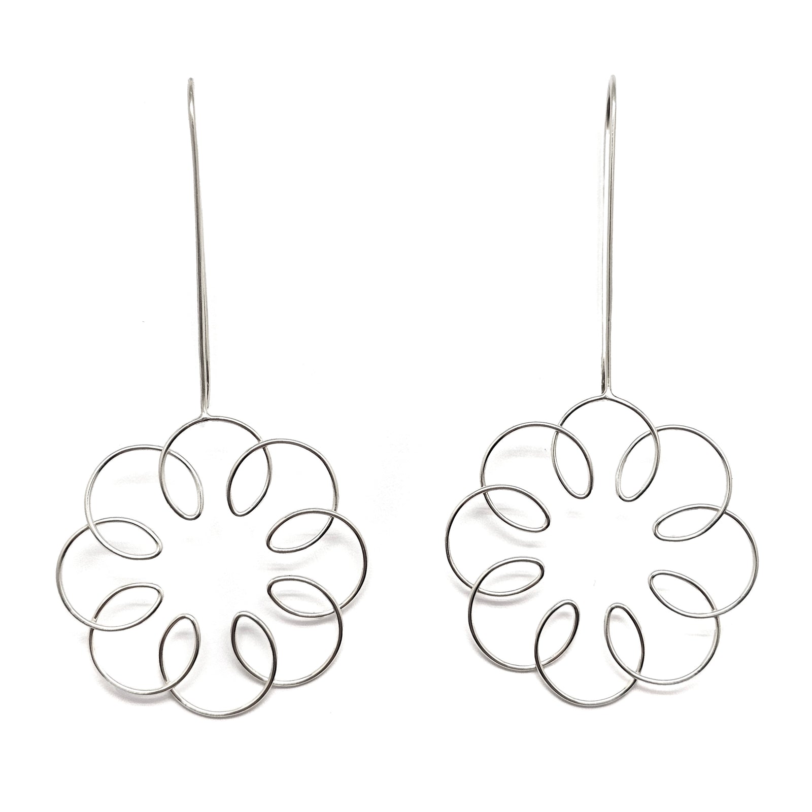 Silver Flora XL Drop Earrings - Pistachios