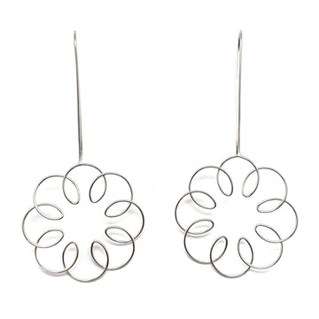 Silver Flora XL Drop Earrings