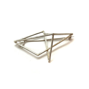 Silver Geometric 3D Brooch-Pins-Veronika Majewska-Pistachios