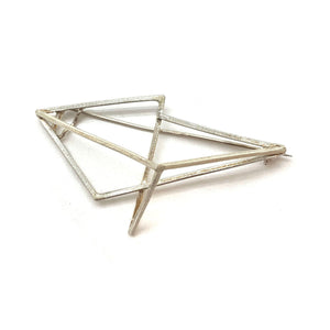 Silver Geometric 3D Brooch-Pins-Veronika Majewska-Pistachios