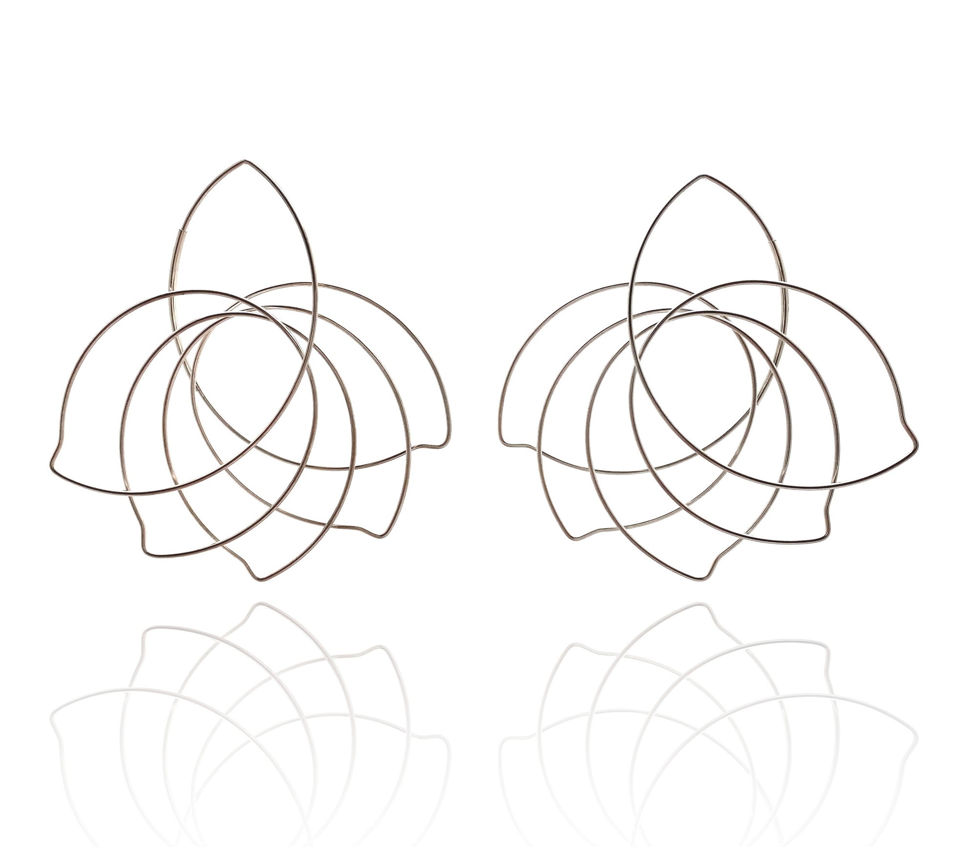 Silver Geometric Statement Earrings-Earrings-Hannah Tomoko-Pistachios