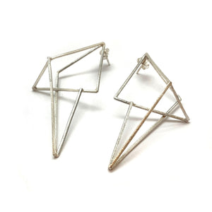 Silver Geometric Statement Earrings-Earrings-Veronika Majewska-Pistachios