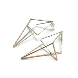 Silver Geometric Statement Earrings-Earrings-Veronika Majewska-Pistachios