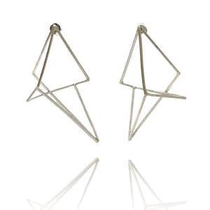 Silver Geometric Statement Earrings-Earrings-Veronika Majewska-Pistachios