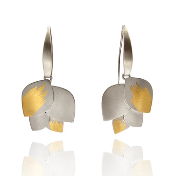 Silver & Gold Four Petal Earrings