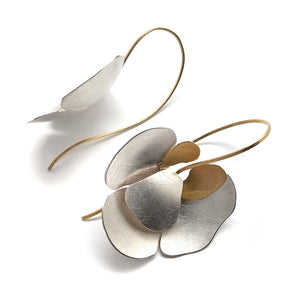 Silver Hanging Orchid Earrings