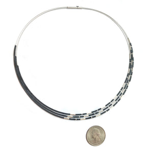 Silver Hematite Collar Necklace-Necklaces-Bernd Wolf-Pistachios