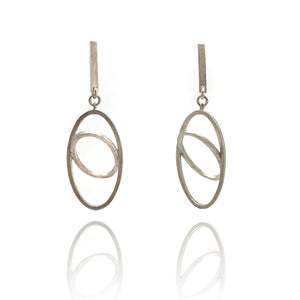 Silver Orbital Dangle Earrings-Earrings-Aleksandra Przybysz-Pistachios