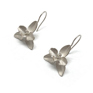 Silver Orchid Earrings-Earrings-Huiyu Chiu-Pistachios