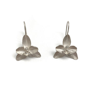 Silver Orchid Earrings-Earrings-Huiyu Chiu-Pistachios